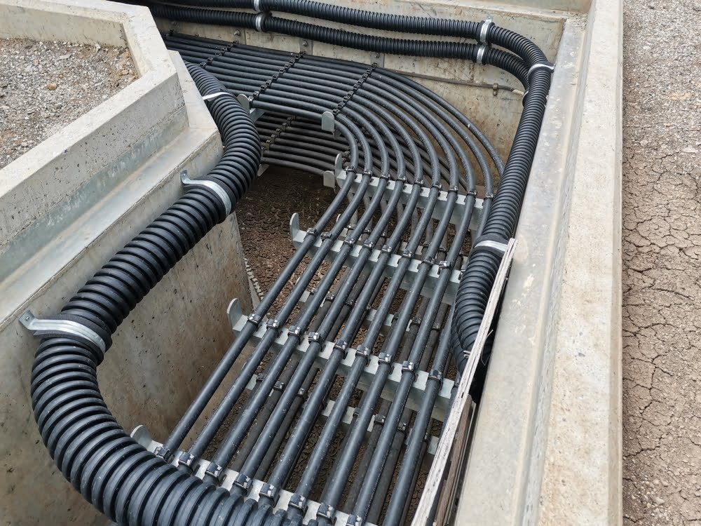 Power,Cables,And,Instrument,Cables,In,Cable,Trench,For,Substa.